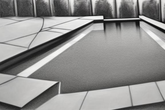 outdoor pool hyperdetailed charcoal drawing