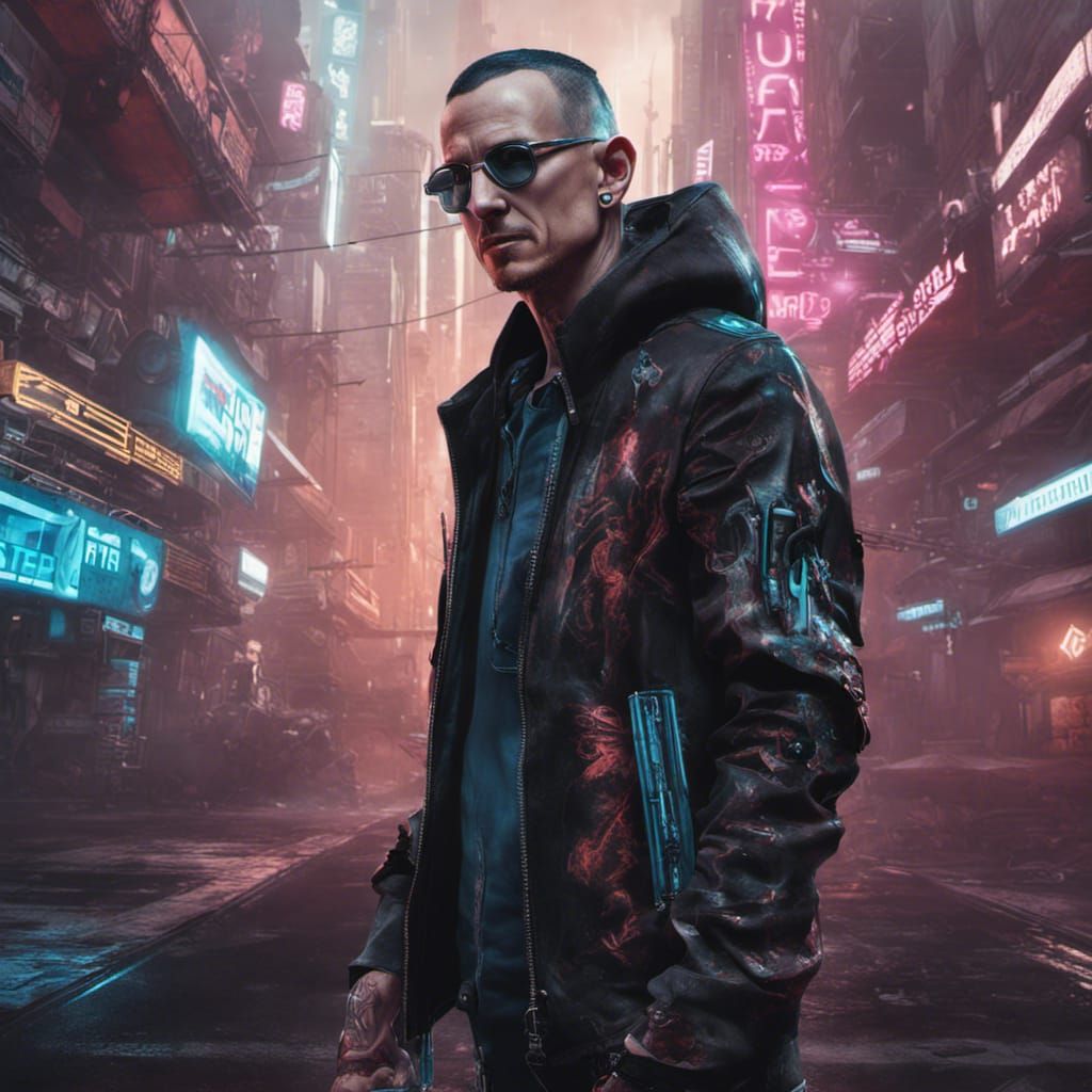 Chester Bennington (Linkin Park) in Cyberpunk Outfit - AI Generated Artwork  - NightCafe Creator