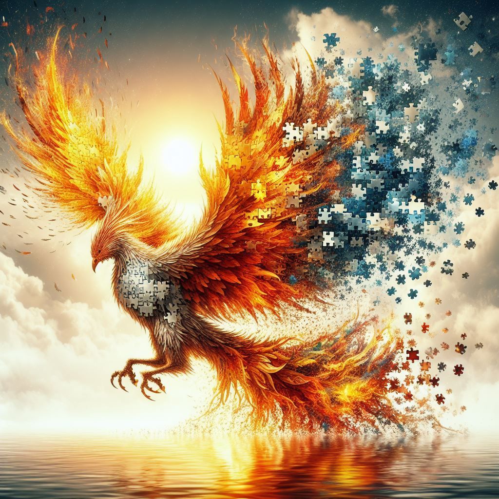 Phoenix disintegrating into pieces