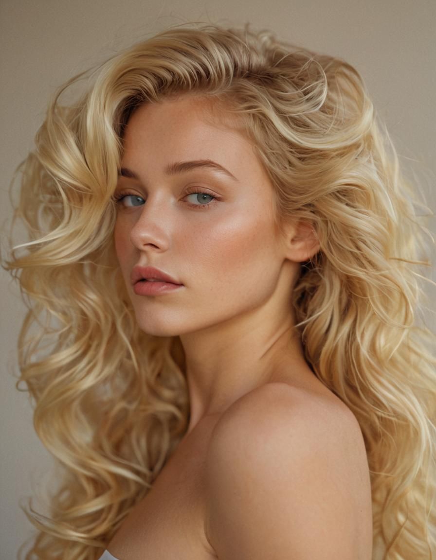 Stunning Blonde Woman Portrait in Glamour Style