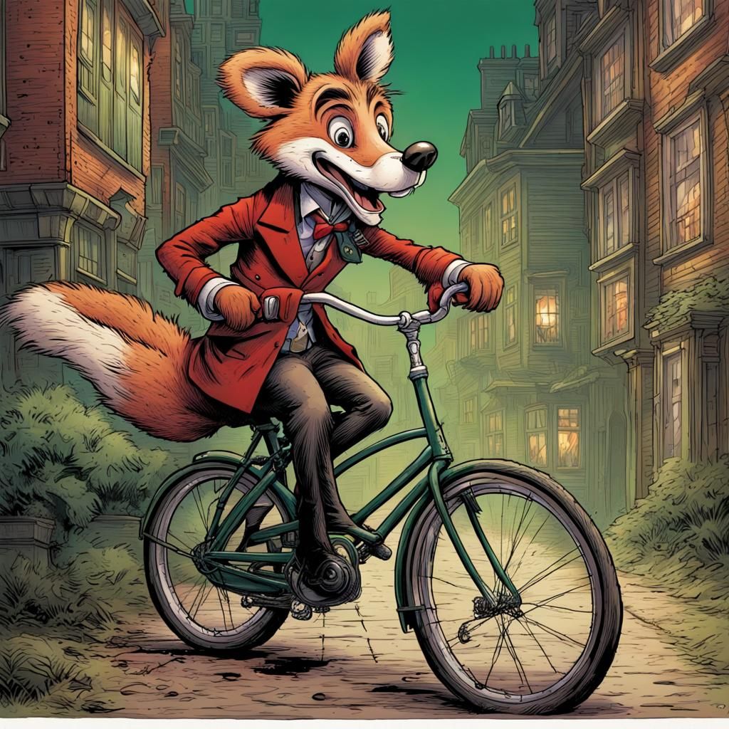 Basil Brush on a bicycle AI Generated Artwork NightCafe Creator