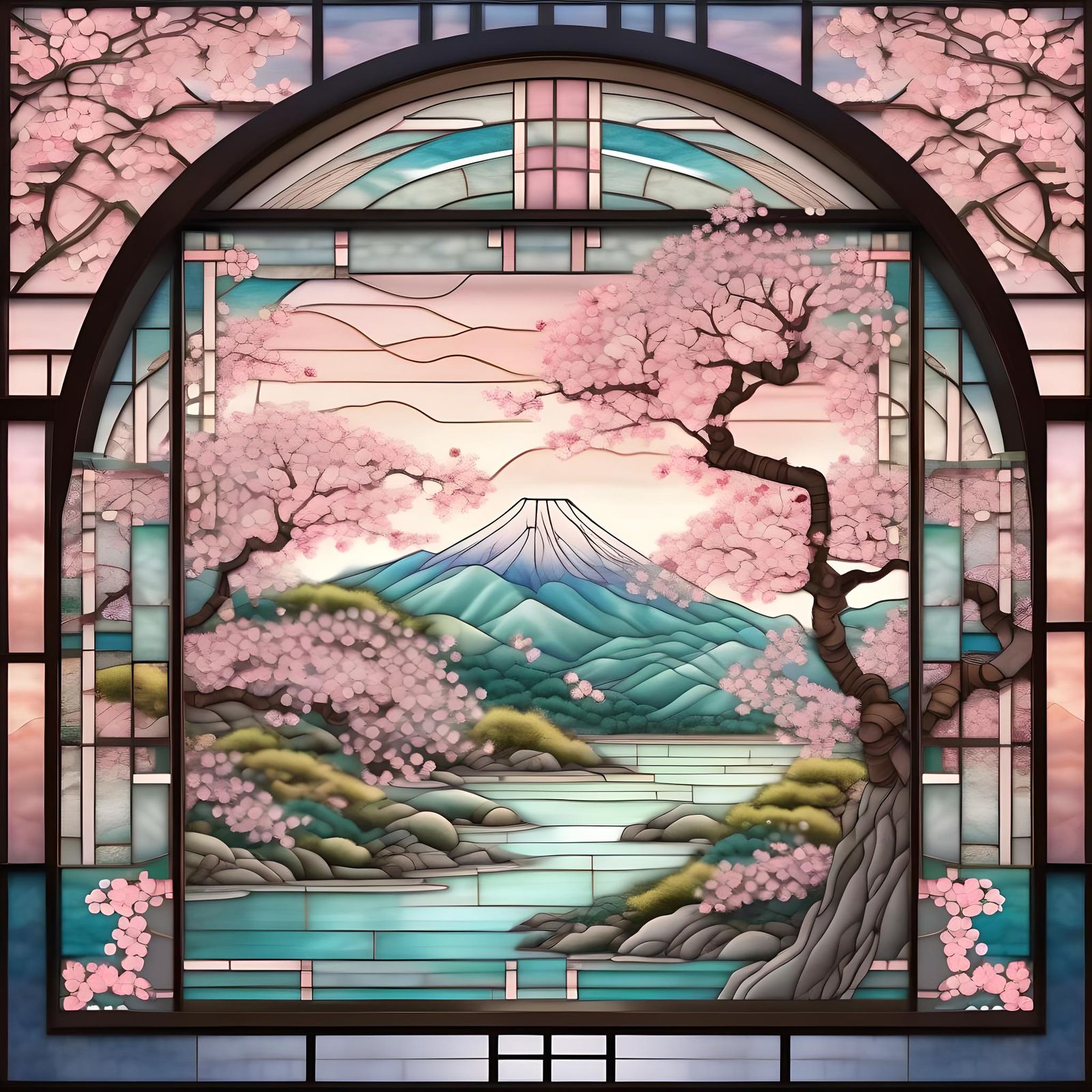 Cherry Blossoms Stained Glass