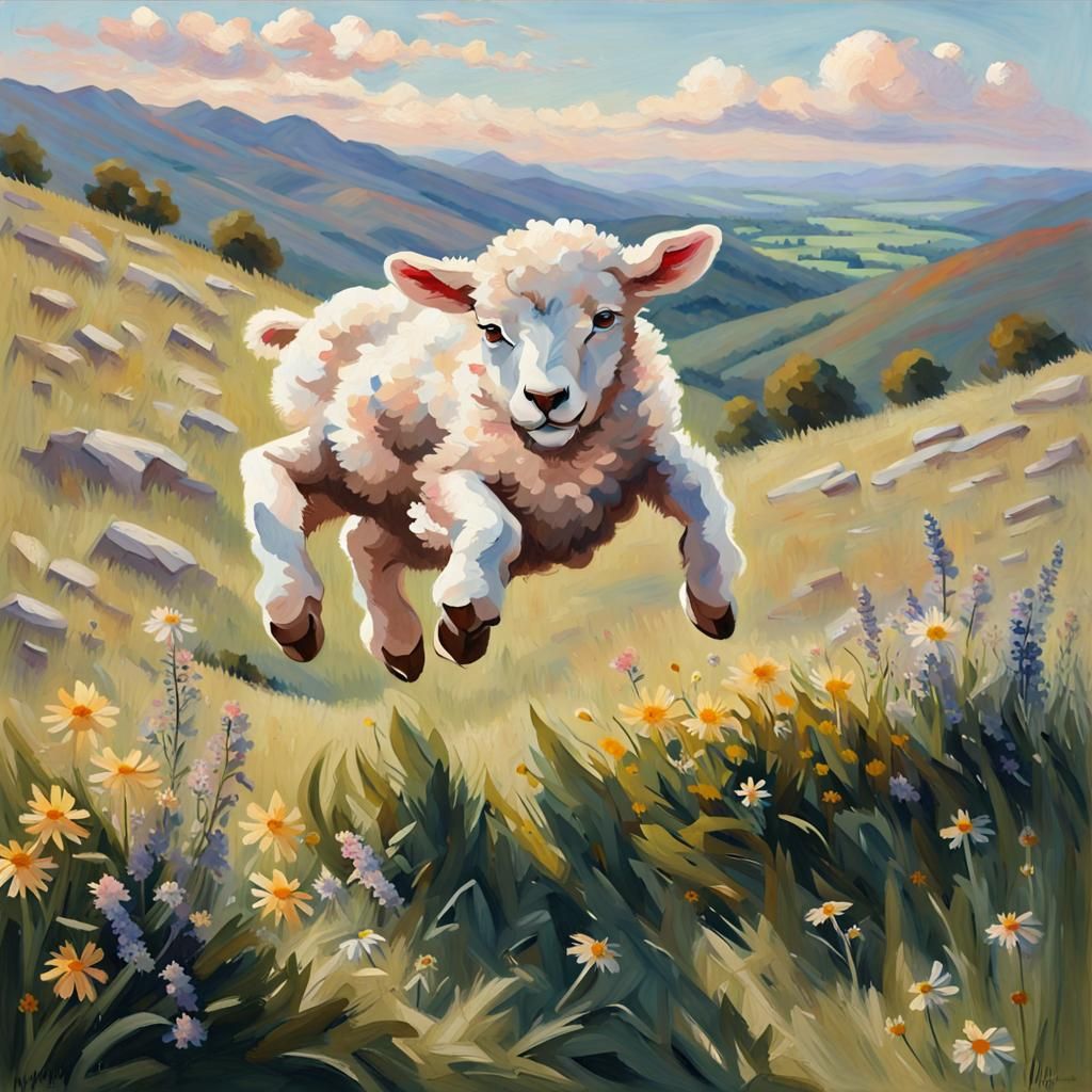 jumping lamb - AI Generated Artwork - NightCafe Creator