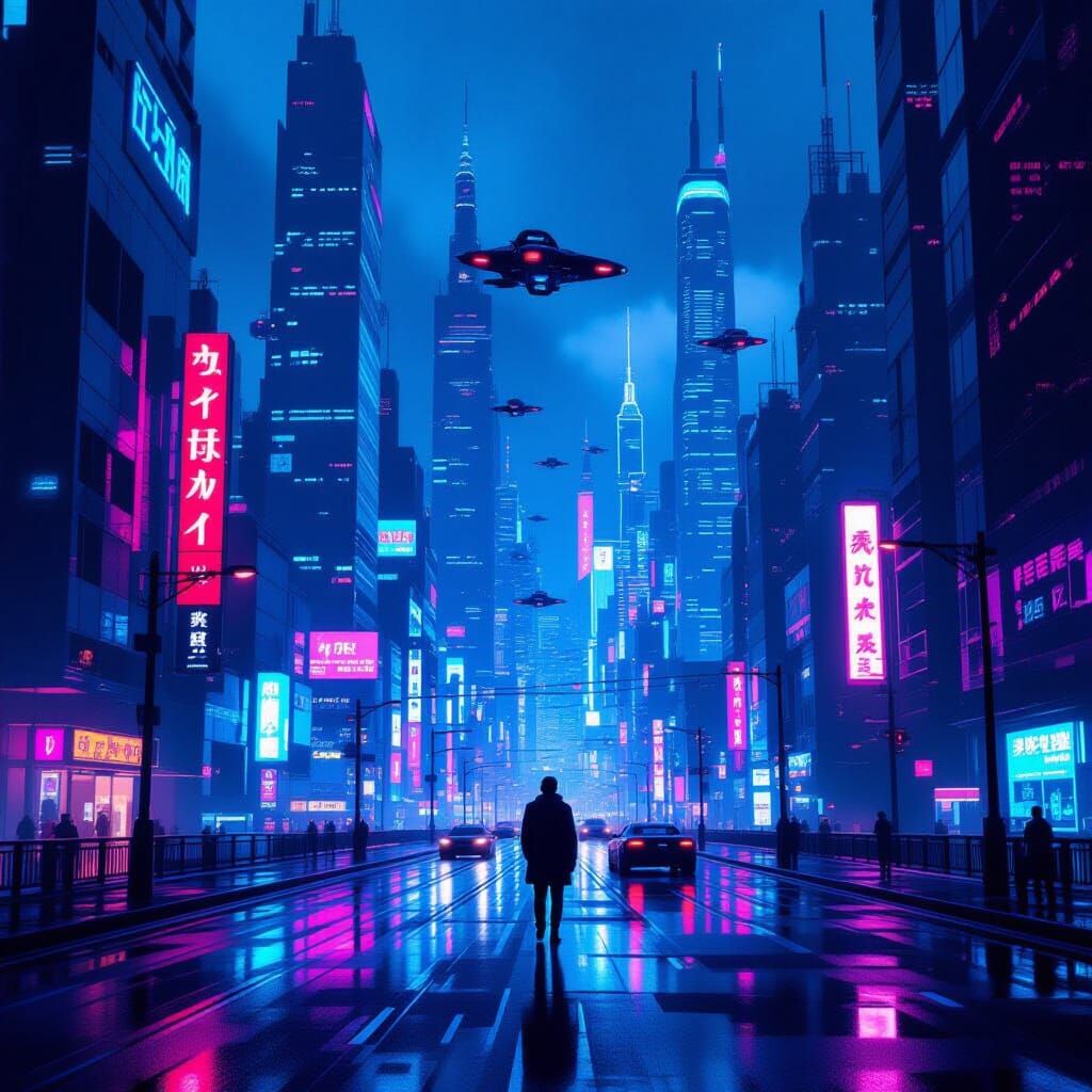 Futuristic Cityscape at Dusk in Synthwave Style