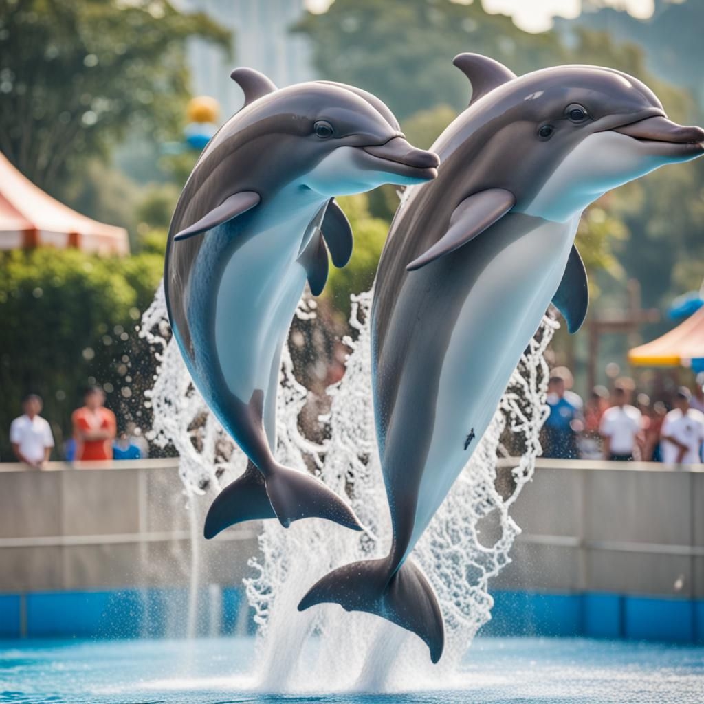 Dolphin Show at Water Park: Professional Photography