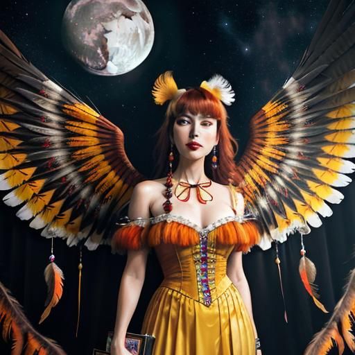 Full moon dream catcher woman