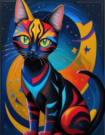 Cat and the Moon  by @Frankenrat