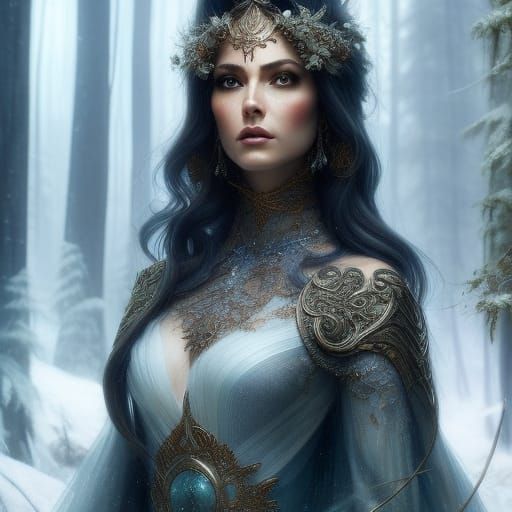 Beautiful Marisa Tomei dark hair forest nature goddess cloth...