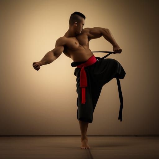 Muscular Samurai in Natural Lighting