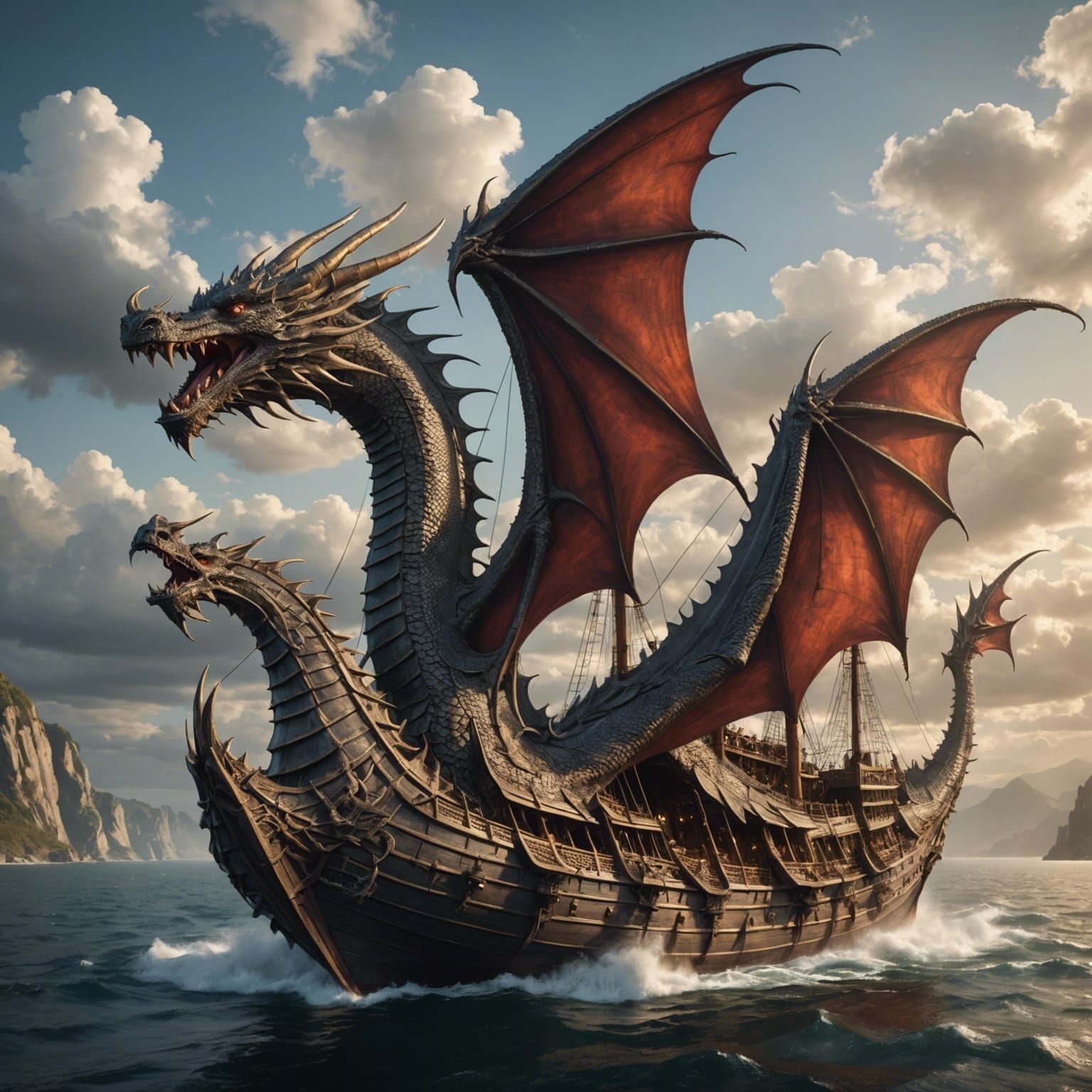 Fantastical Viking Longship  by @Darking Duck