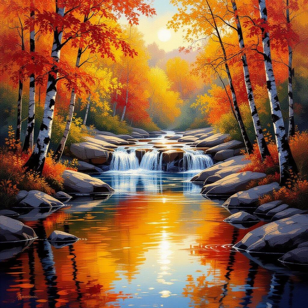 Calm Autumn Waterfall  by @draconewcal