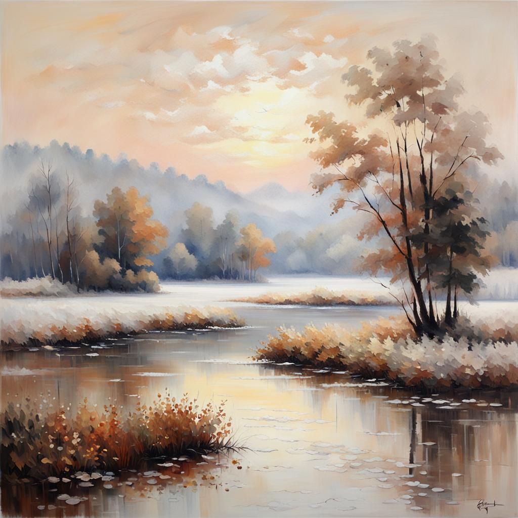 Landscape in soft white morning glist