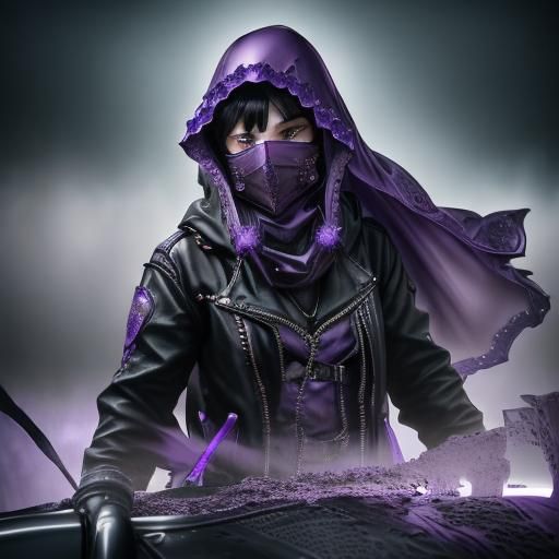 Dark <lora:Dark---Ghost Rider:1.0> fantasy wolf (Purple:1.5), shrouded in a veil of cosmic mist