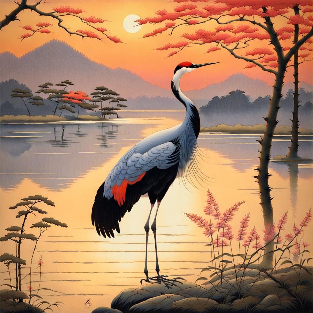 Crane at the lake  by @Crystalline