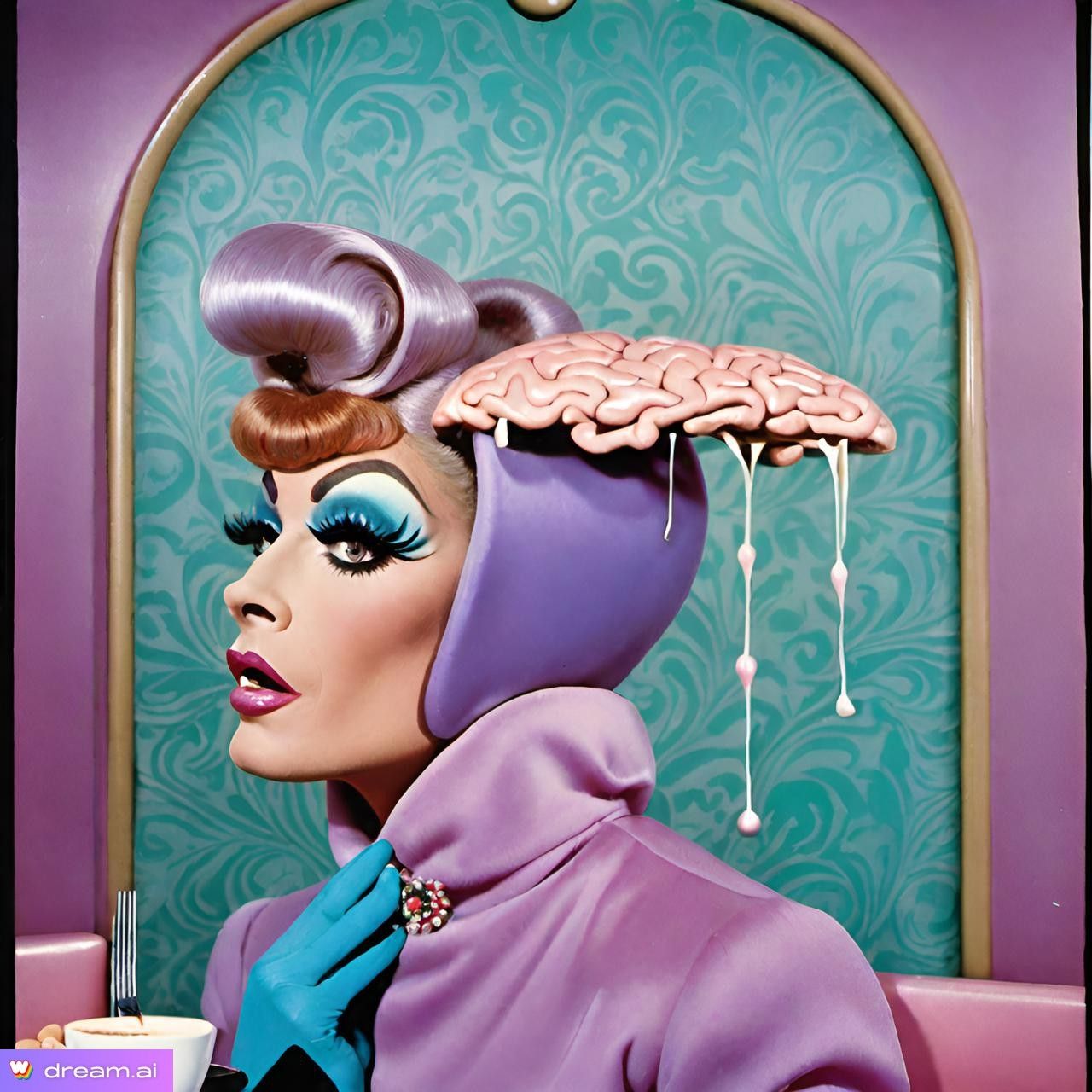Glam Trans Model with Brain Hat