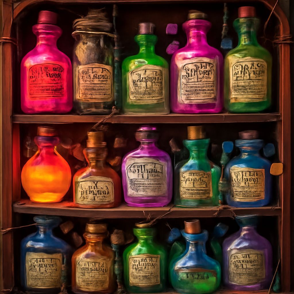 Whimsical Wizard's Apothecary in Vintage Fantasy Style