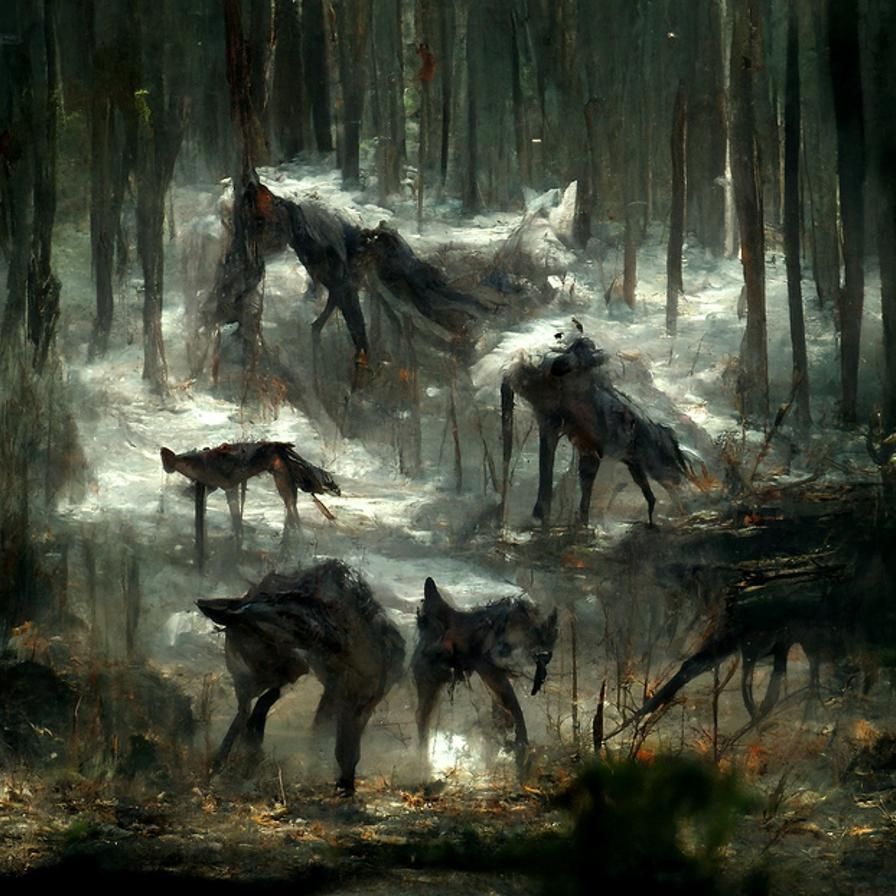 Wolves in the forest