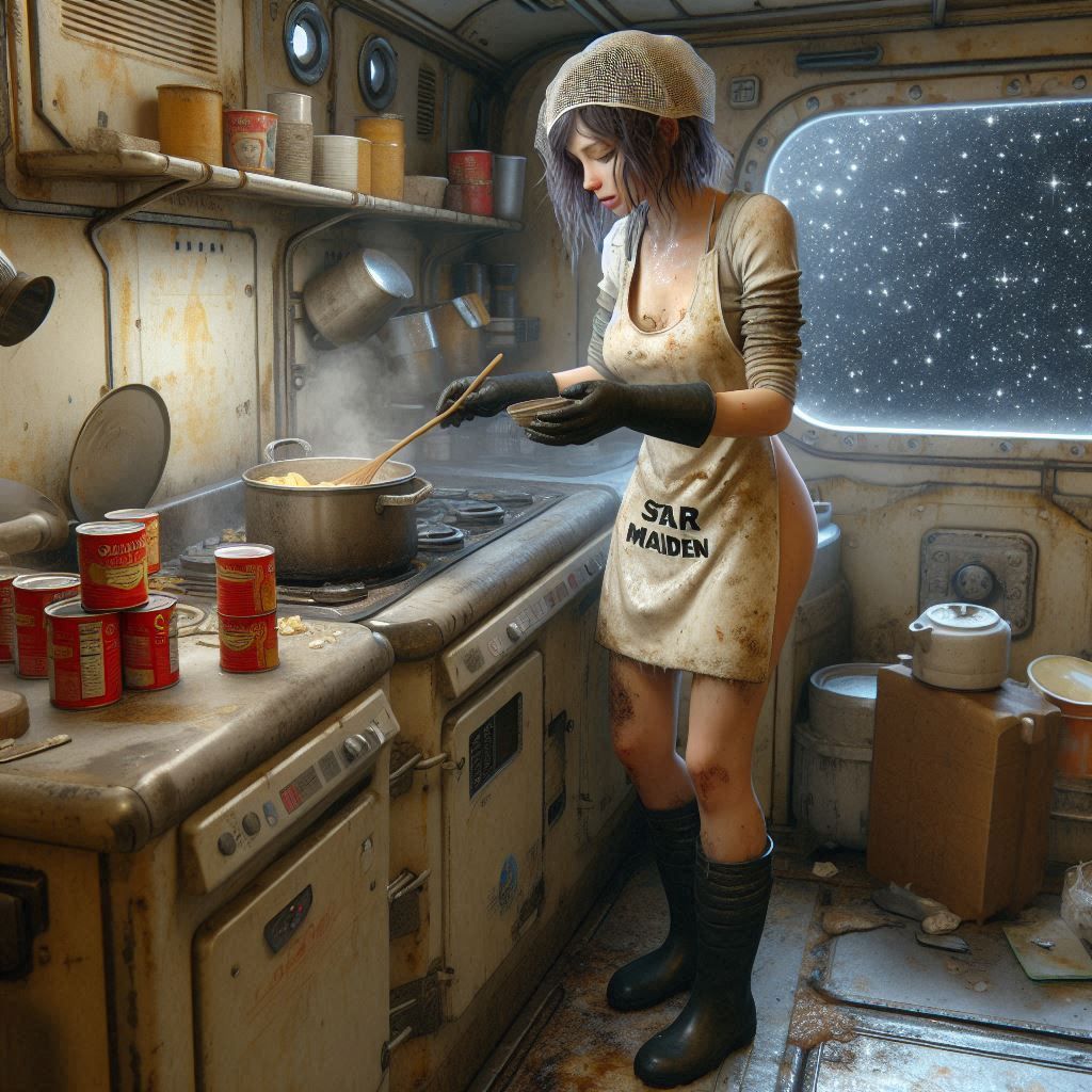Ship's cook preparing breakfast with what's available, which isn't much (2)