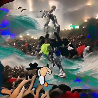 Picasso-Man crowdsurfs at the Travis Scott concert at Astrow...