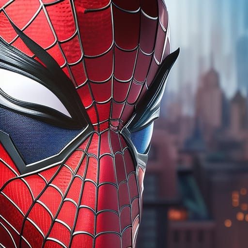 High quality close up portrait splash art of spider-man by D...