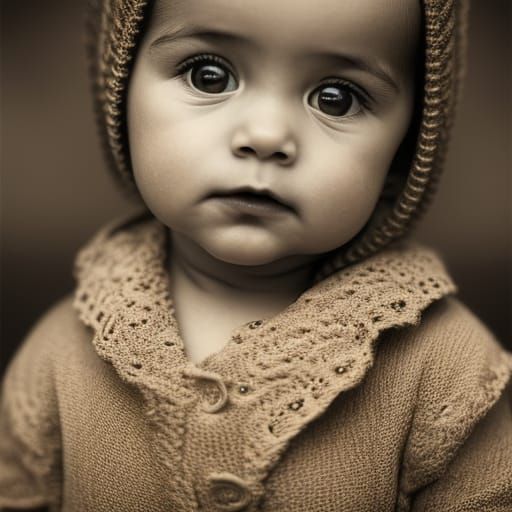 Ultrarealistic vintage cute baby photo Close up portrait, ambient light ...