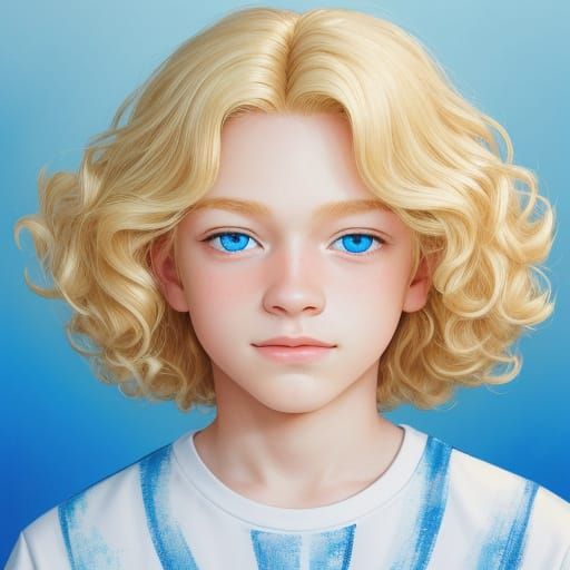 Blonde Boy Portrait in Vibrant Oil Painting Style