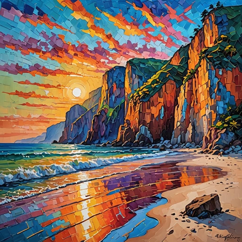 Daily Challenge #600: Stunning Beach Sunsets | Ocean's Golden Embrace  by @BW3