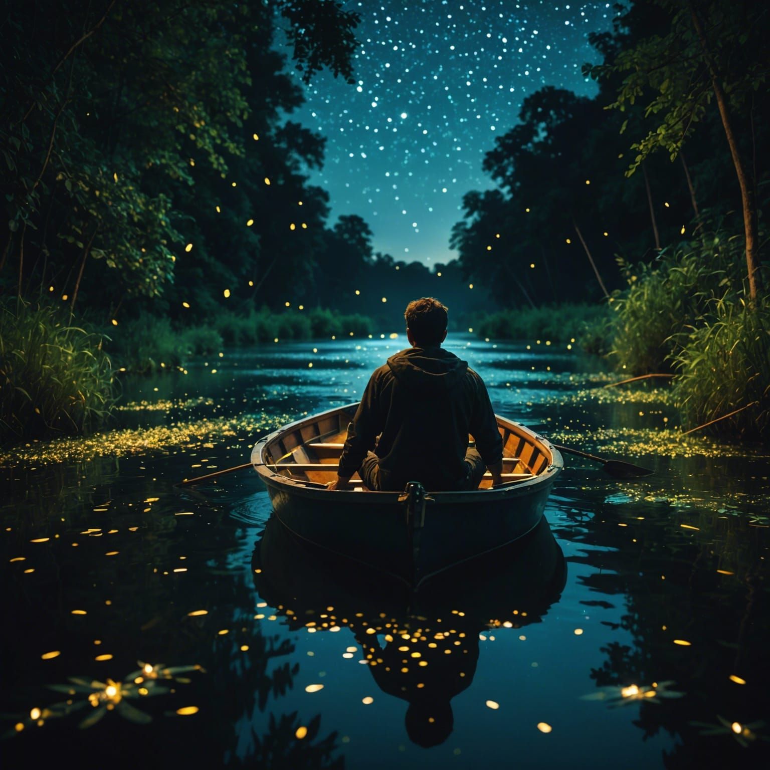 Fireflies on the river