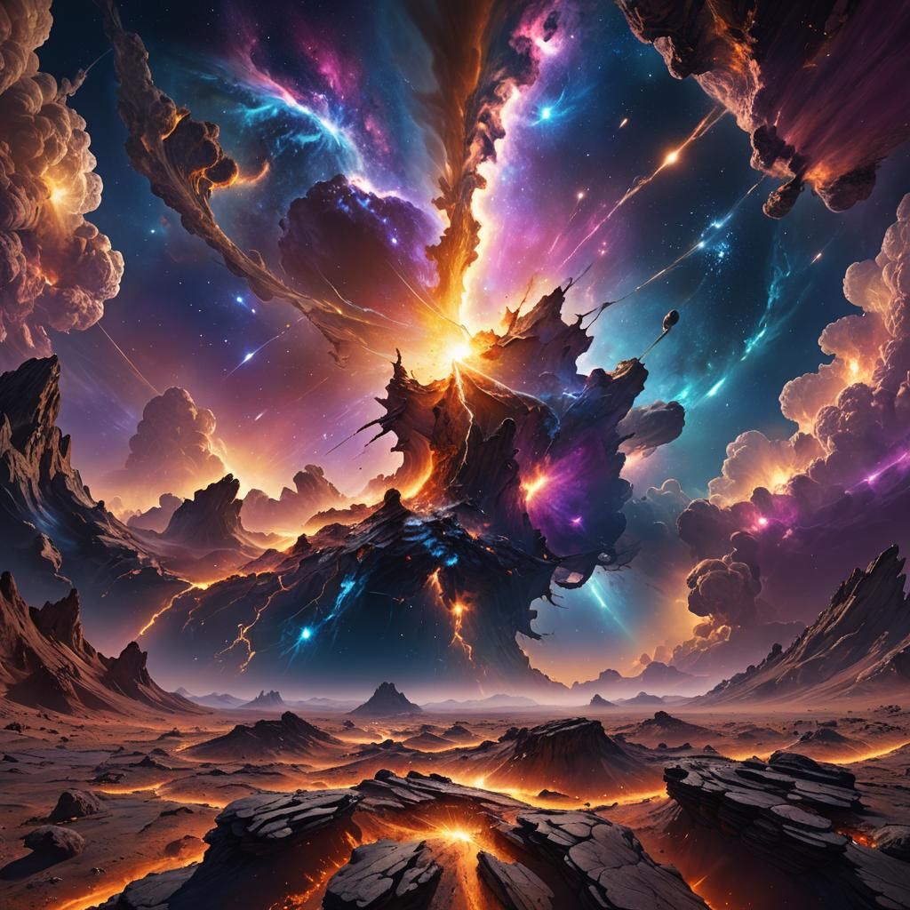 Cosmic Crack Reveals Swirling Galaxy in Unreal Engine 5