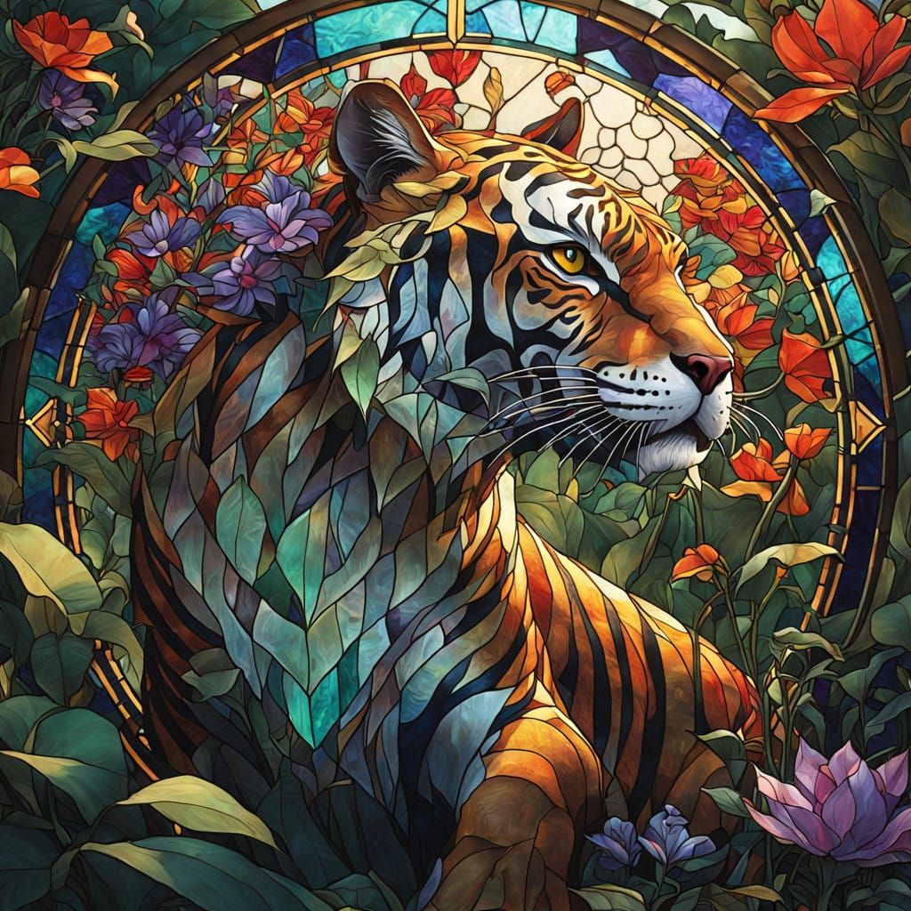 Stain Glass Tiger.  by @undefined
