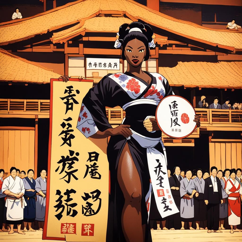 Sumo Hall Hostess Announces Event as Impasto Painting