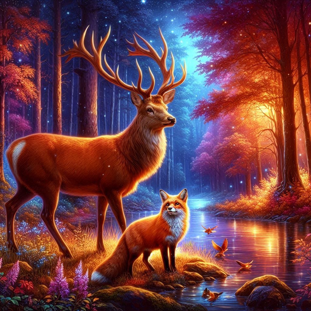 Stag and fox