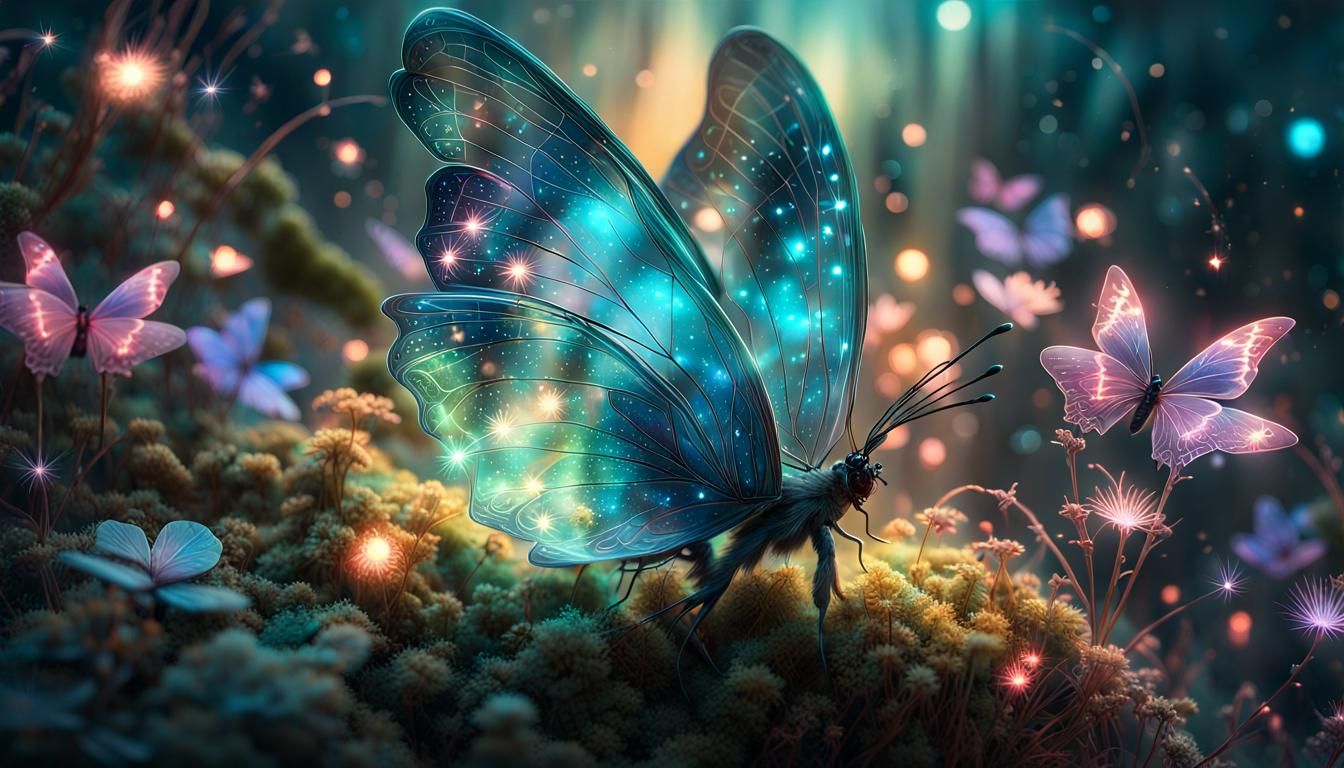 Bioluminescent Butterfly  by @Ev150
