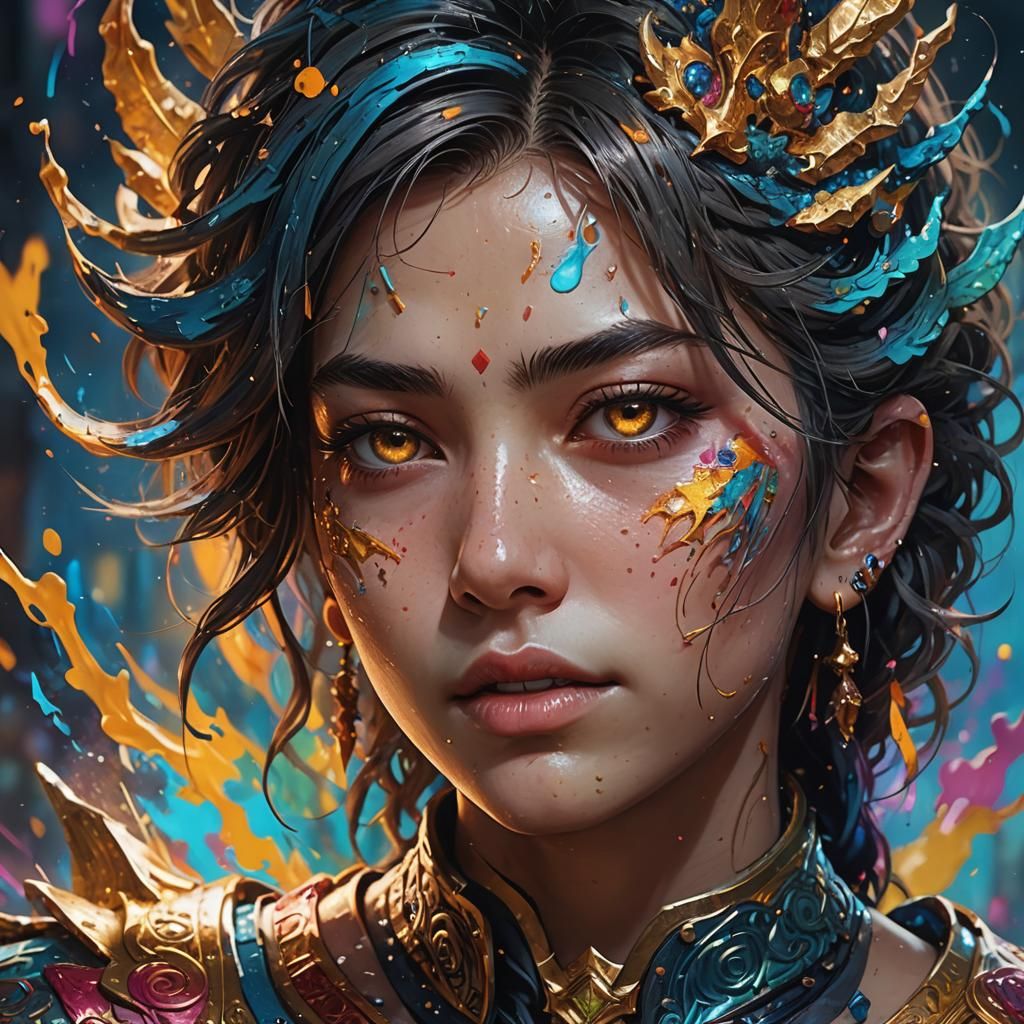 Hyperrealistic Elf Portrait with Colorful Background