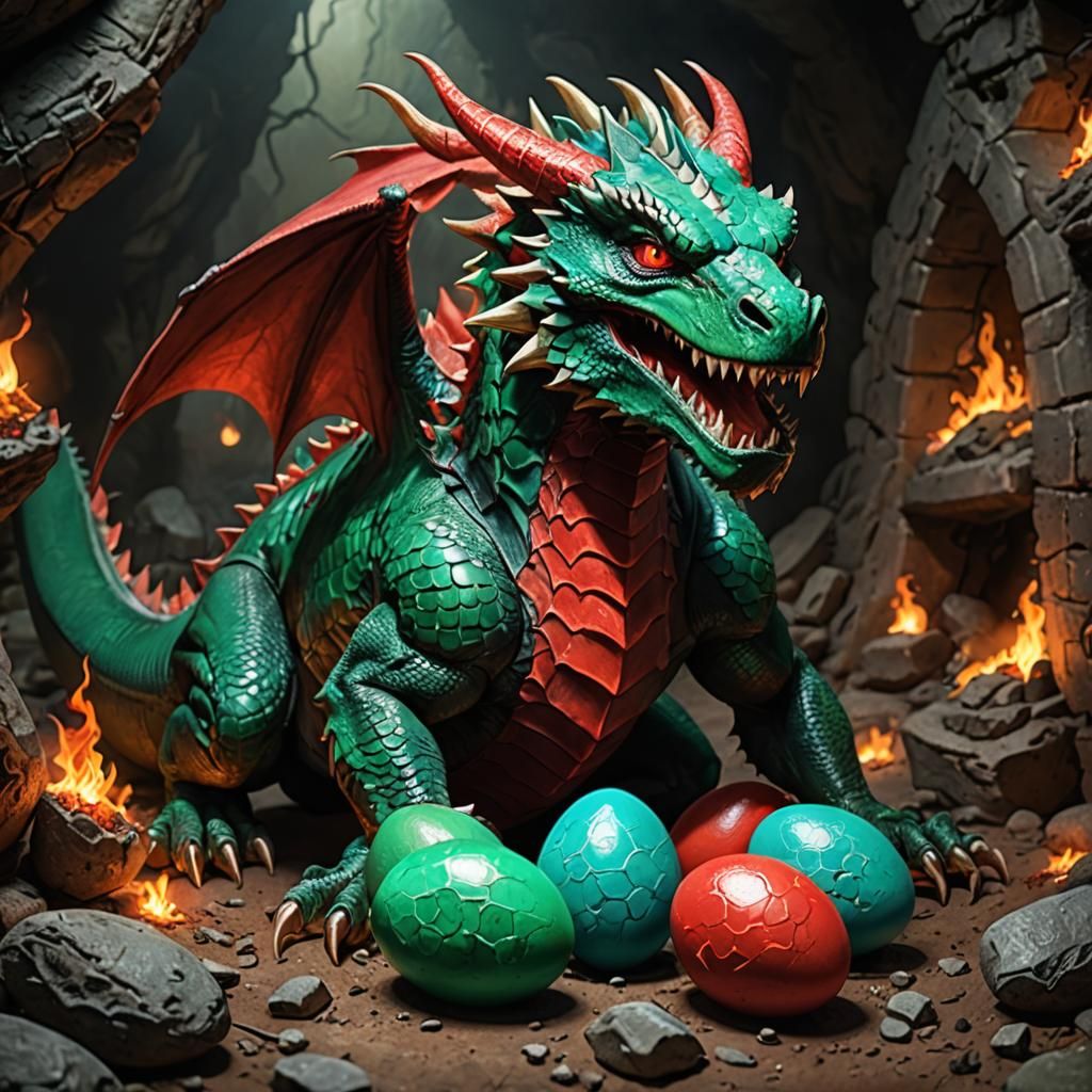 Dragon nesting eggs inLair