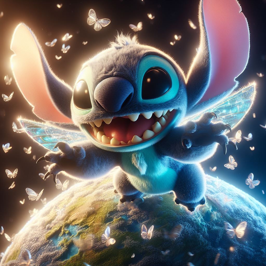 Stitch taking over the world - AI Generated Artwork - NightCafe Creator