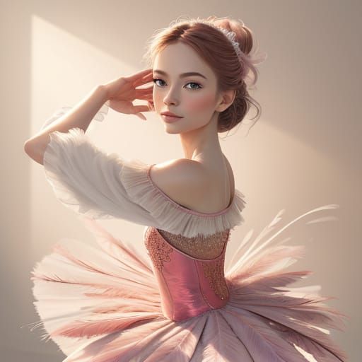 Ballerina in Sunlit Dance Studio