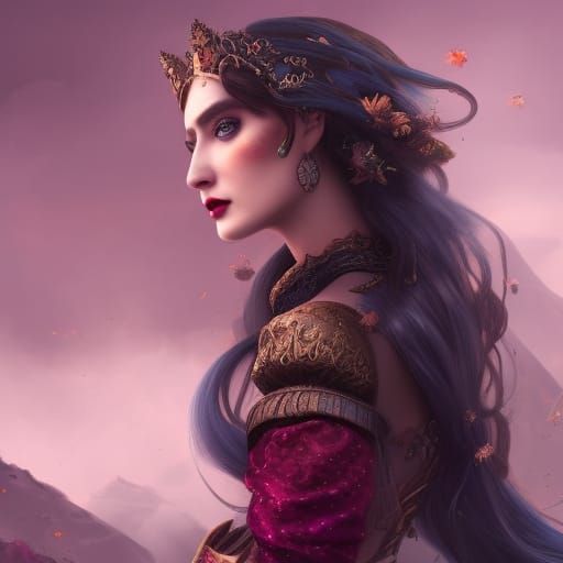 Selma Ergeç As villain princess with brown long hair