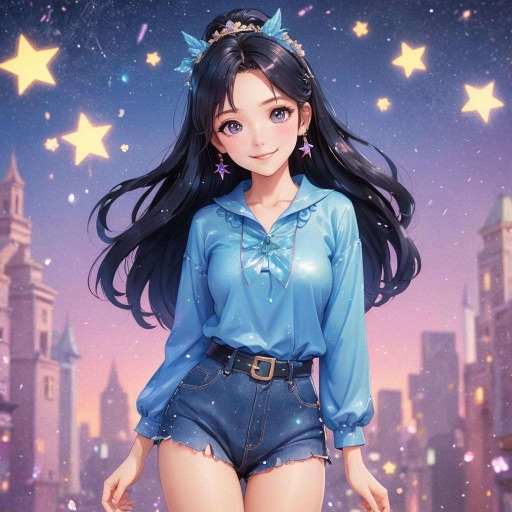 Anime Woman Portrait in Dreamy Fantasy Style