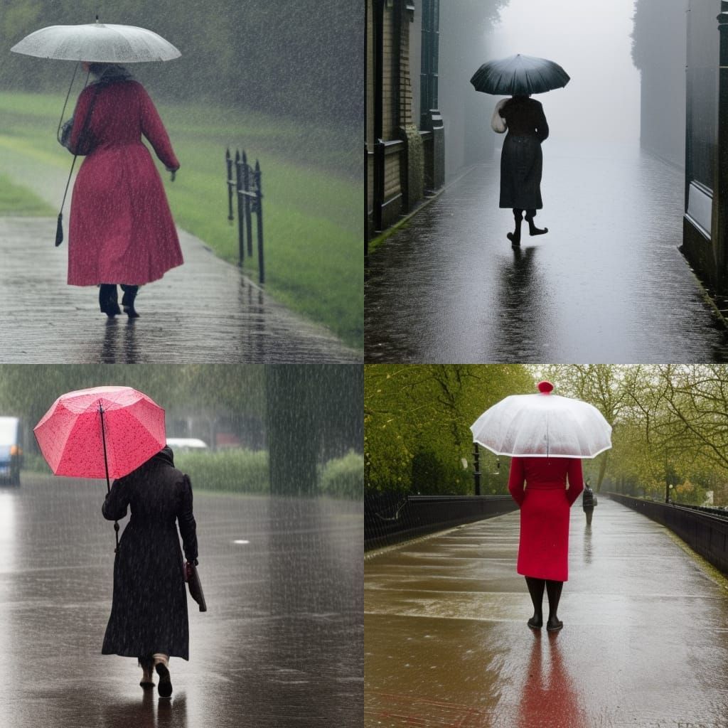 lady living in the 1800s on a walk in the rain in london