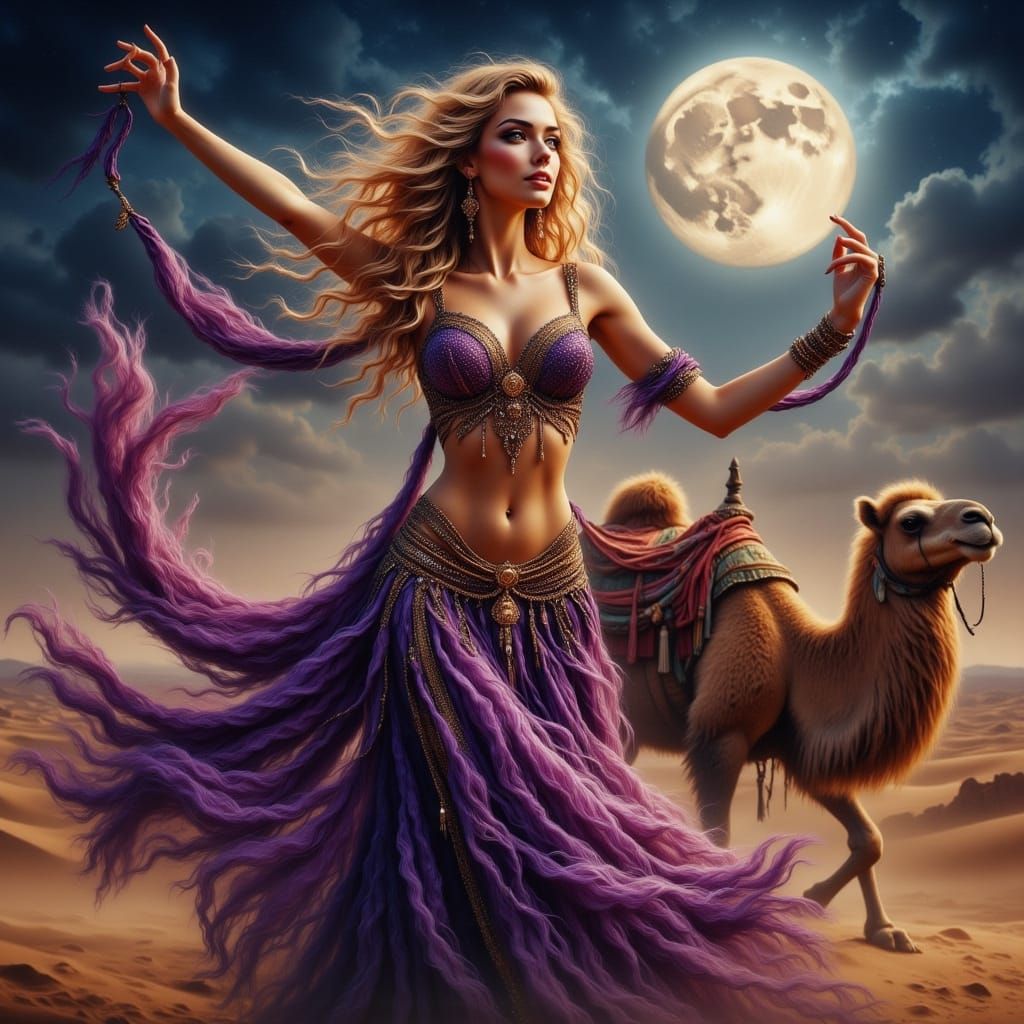 belly dancer in the dessert