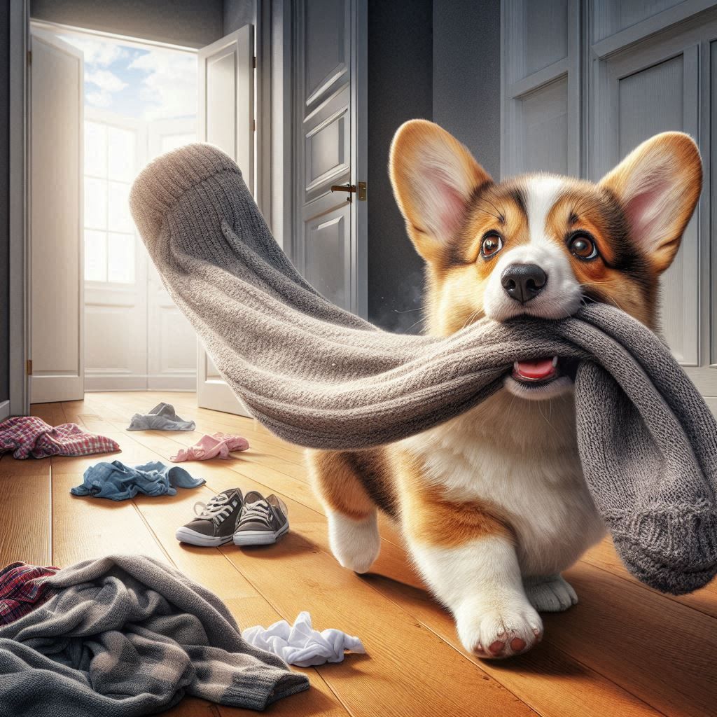 The dog and the laundry