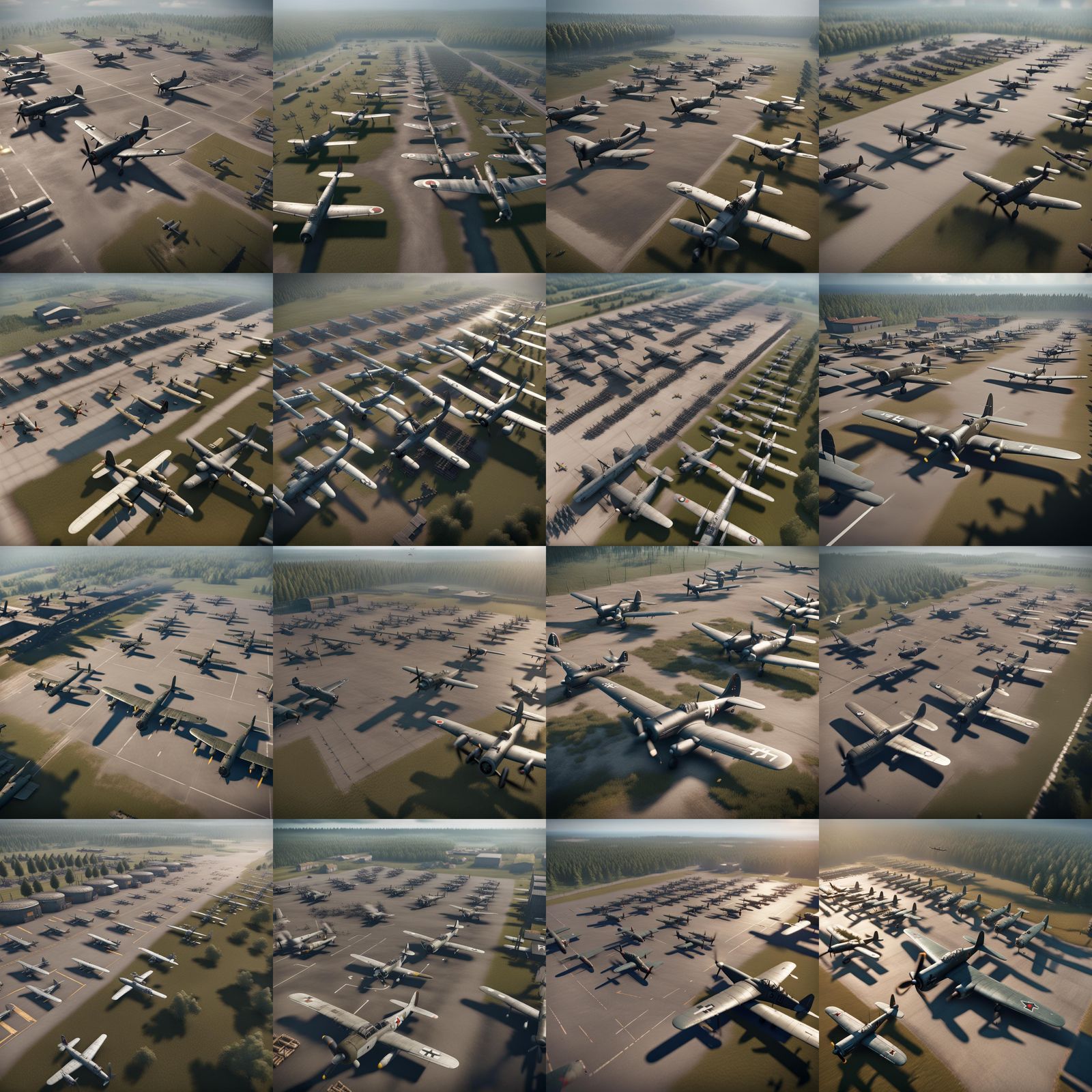 World War 2 German Air Base Rows Of German Planes Overhead Shot AI world-war-2-german-air-base-rows-of-german-planes-overhead-shot-ai