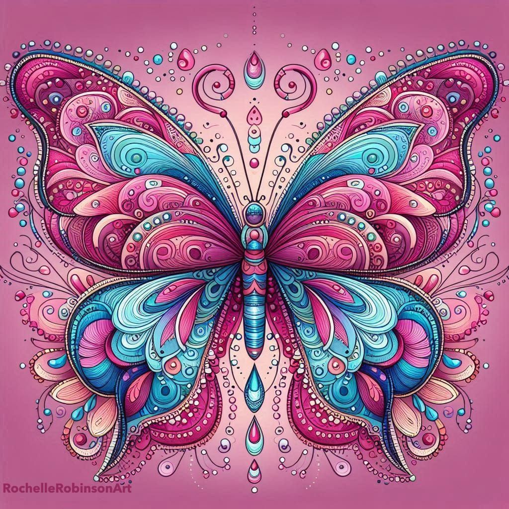 Butterfly - Cadillac Pink & Baltic Sea
