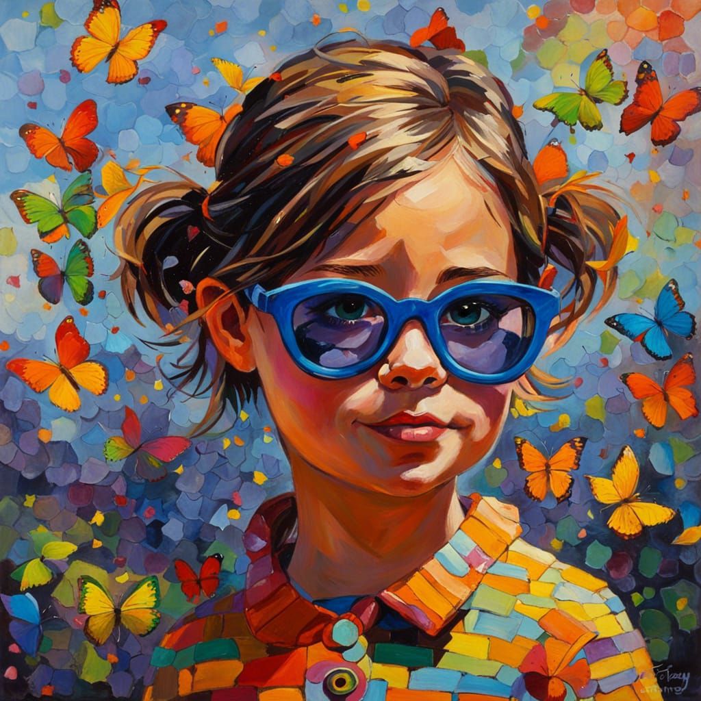 Jeune fille et les papillons