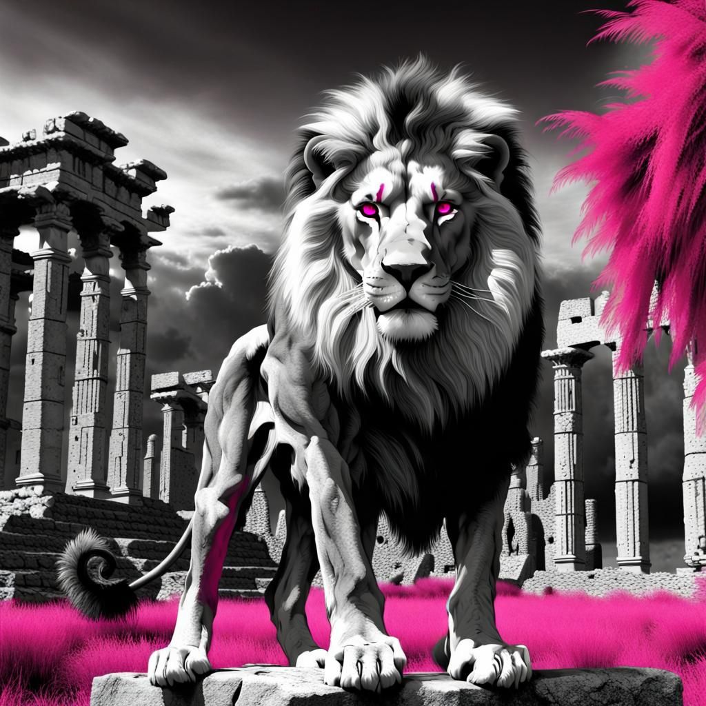 Selective Color Art, Lion - AI Generated Artwork - NightCafe Creator