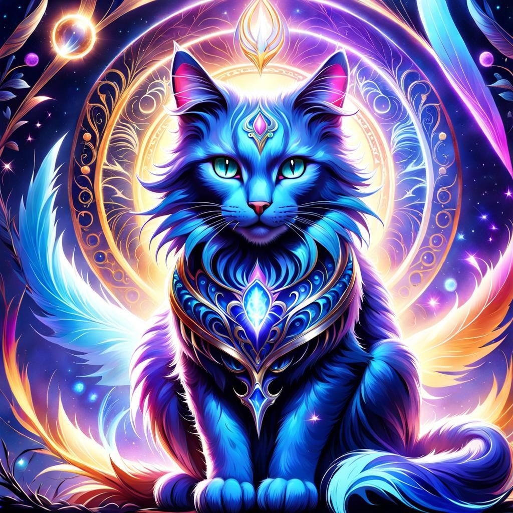 Mystical cat with nine lives - AI Generated Artwork - NightCafe Creator