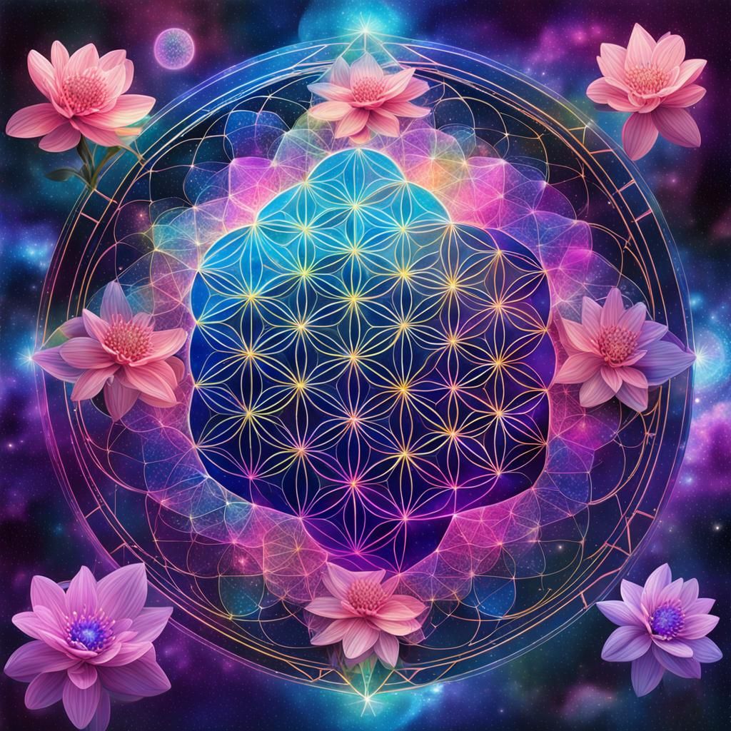 The beauty of real flowers in the Flower of Life in sacred geometry.  by @Jeanne