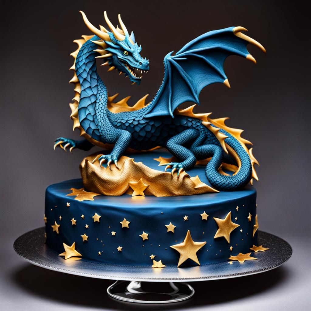 Gâteau en forme de dragon et d'étoiles  by @Clara Dycke