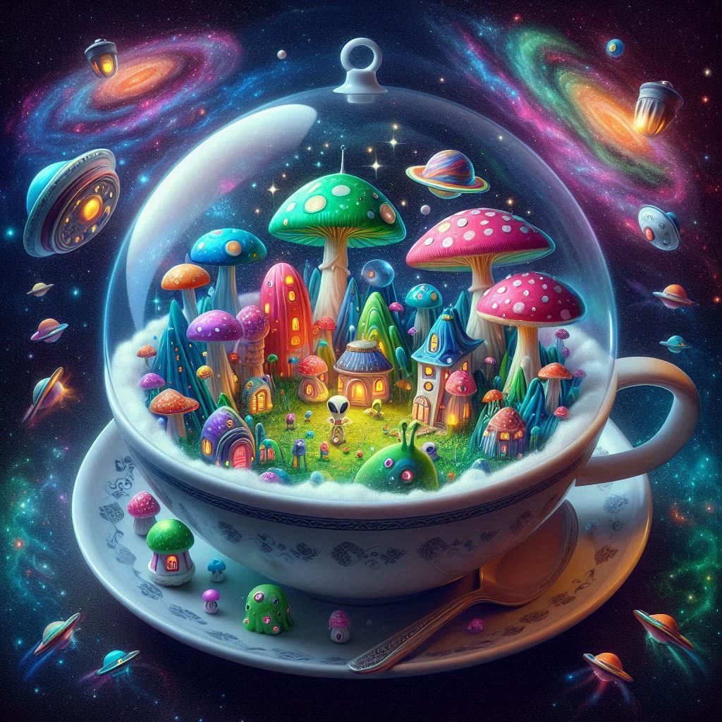 otherworldly Alien world inside a teacup